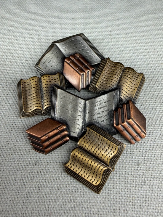 Jewelry - Vintage Book Brooch Pin Mixed Metal Books Bookish Jewelry Library Book club